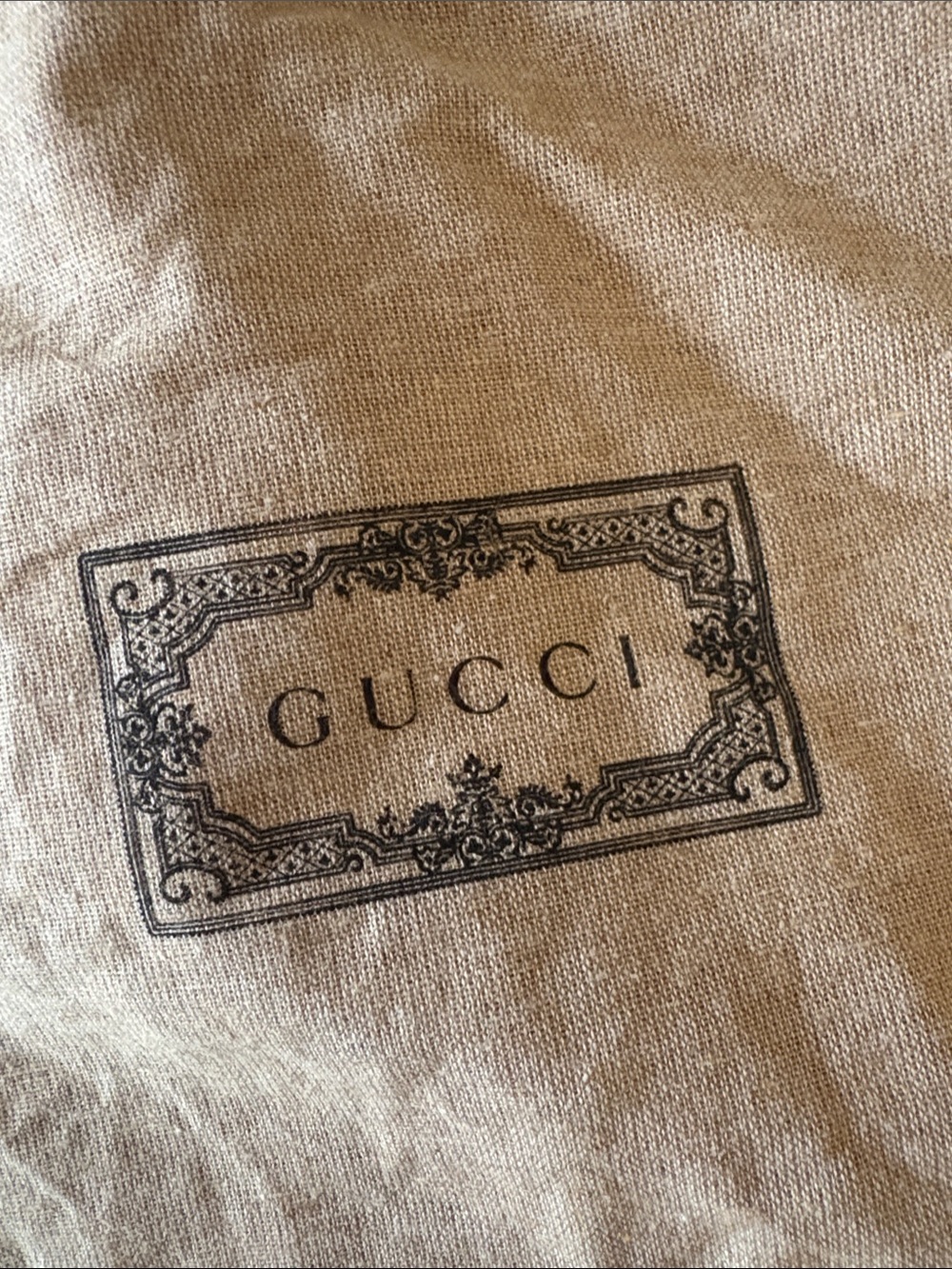 Set of two Gucci Dust Bags with Black Logo on Beige
